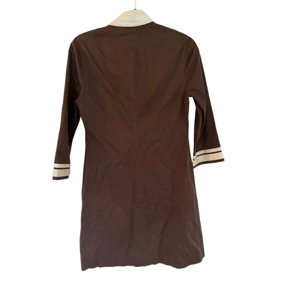 Tory Burch Womens Brown 3/4 Sleeve Deep V-neck Mini Kaftan Tunic Dress Size 8